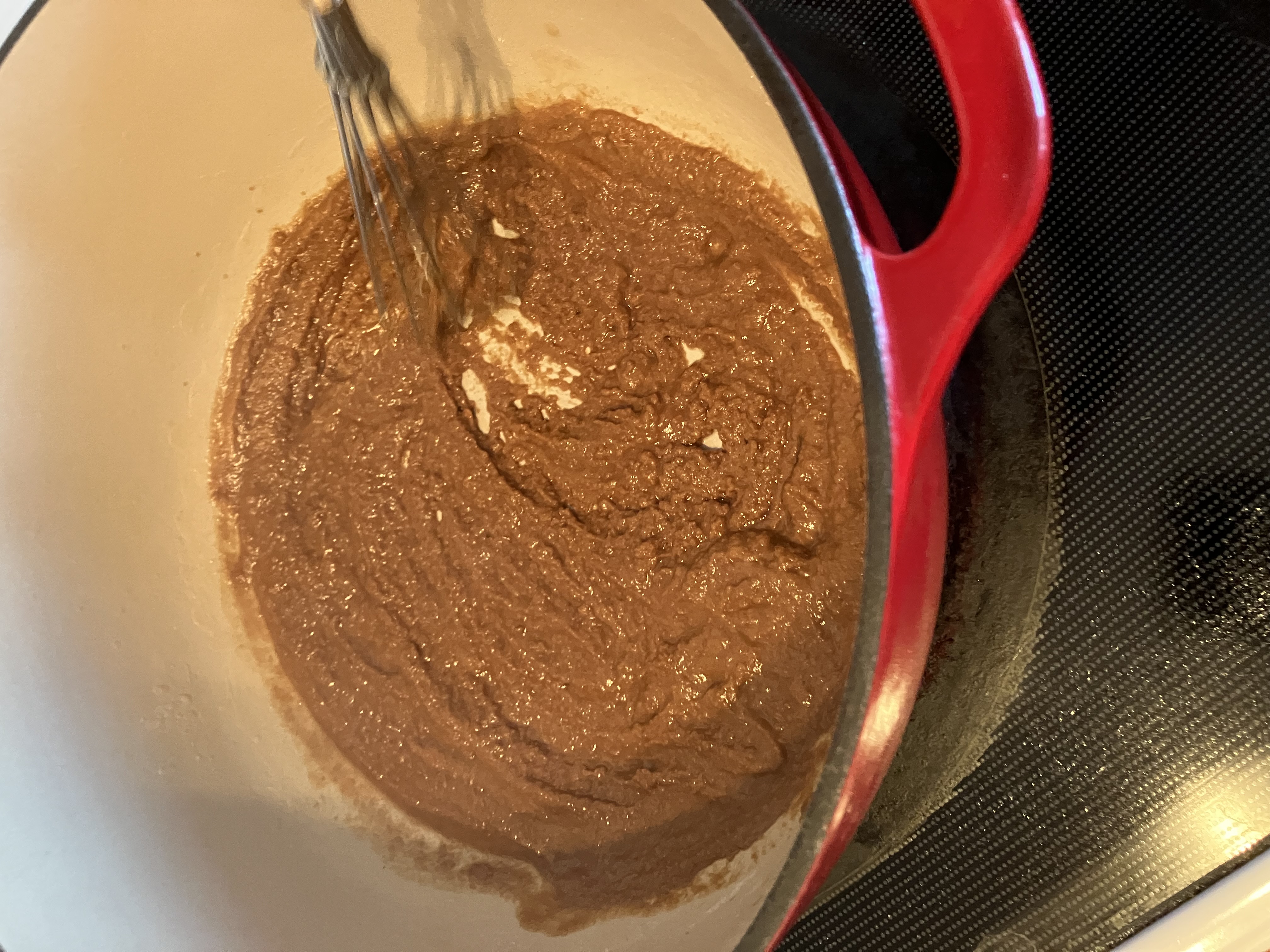 A roux with a chocolate brown color